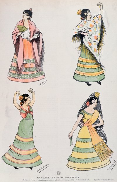 Georgette Leblanc Playing the Role of Carmen by Franz M. Melchers